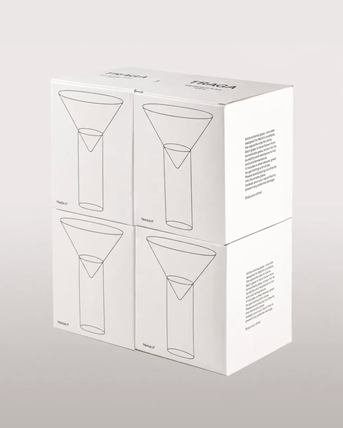 Martini Shot Glasses, Transparent Set of Four