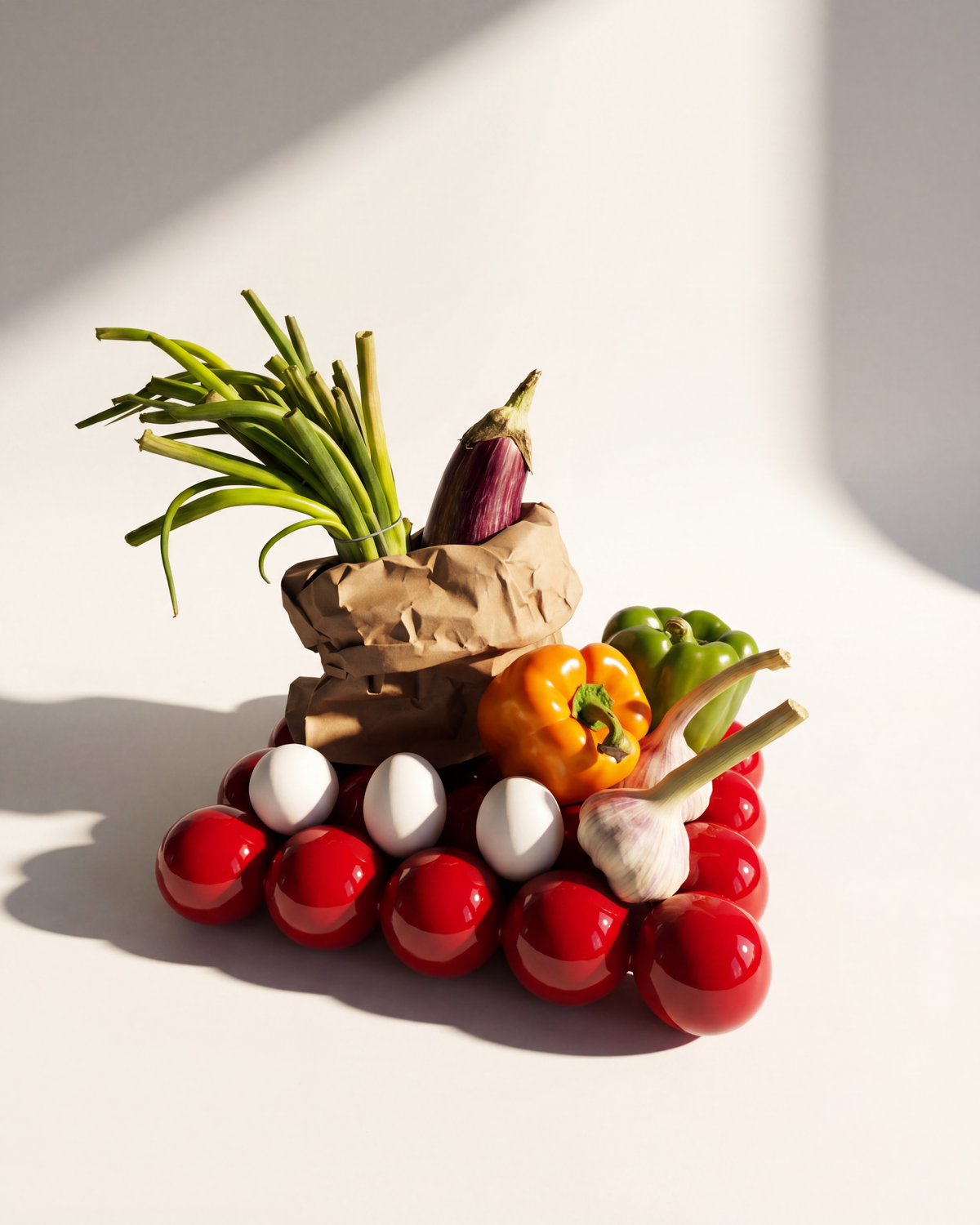 Still Life Fruit Bowl, Vermilion