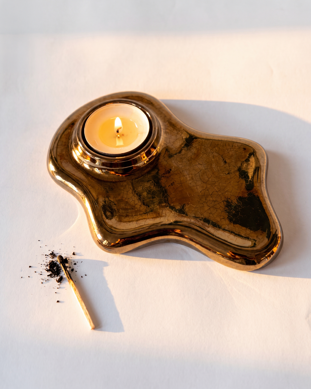 Alchemy Tealight Holder, Ash Gold