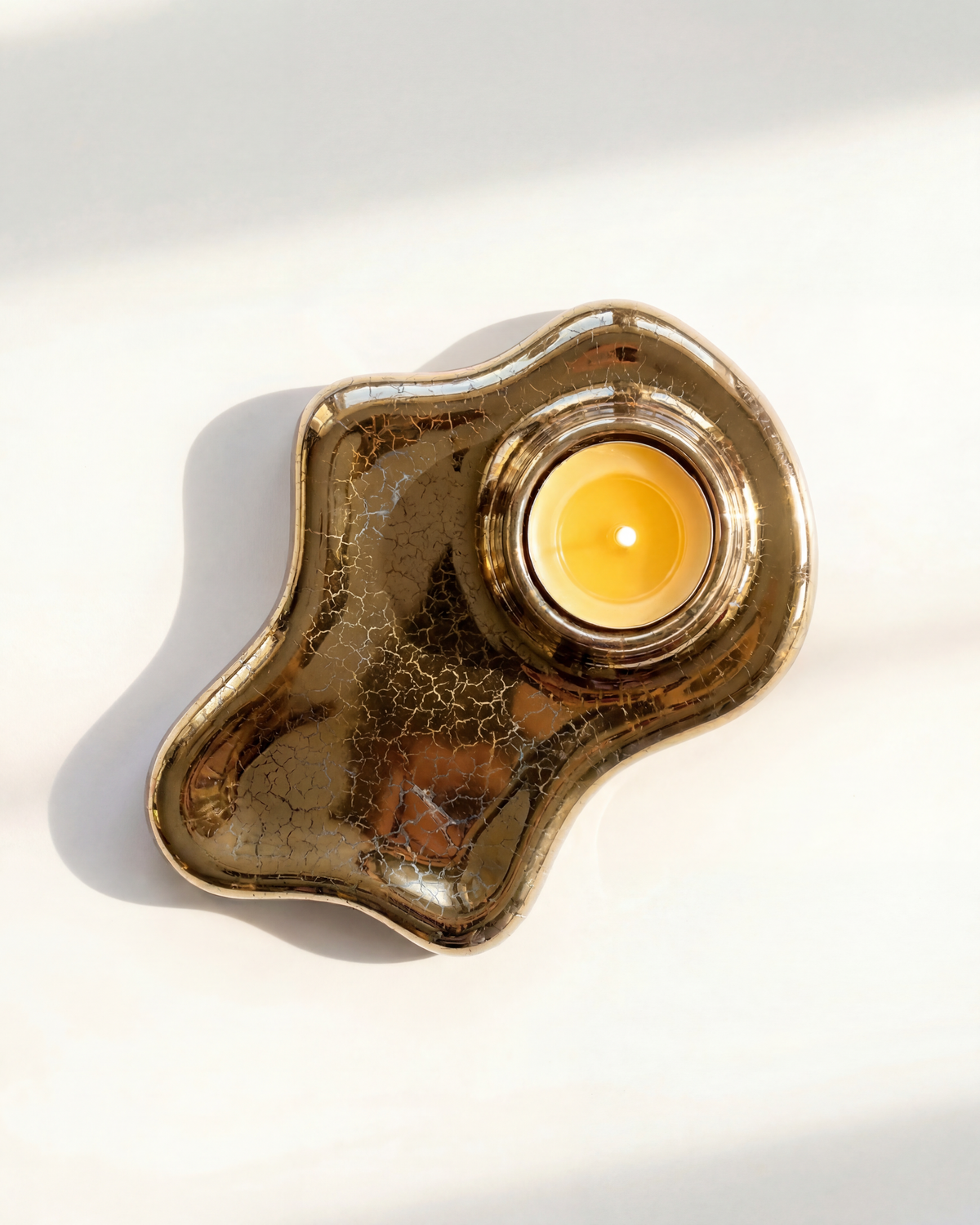 Alchemy Tealight Holder, Ash Gold