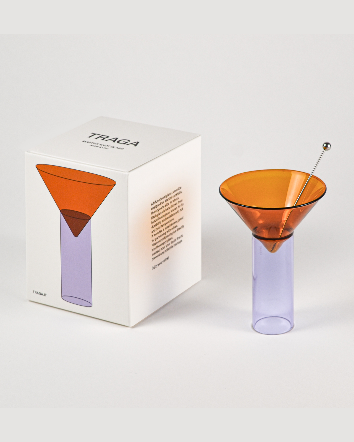 Martini Shot Glass, Amber & Lilac