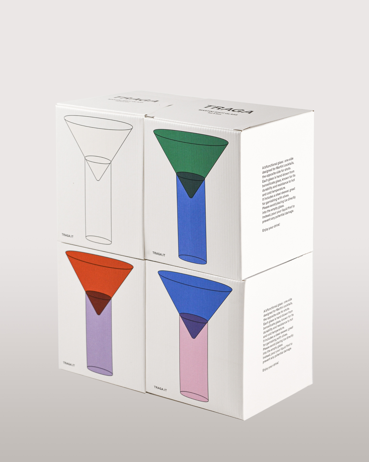 Martini Shot Glasses, Color Set of Four