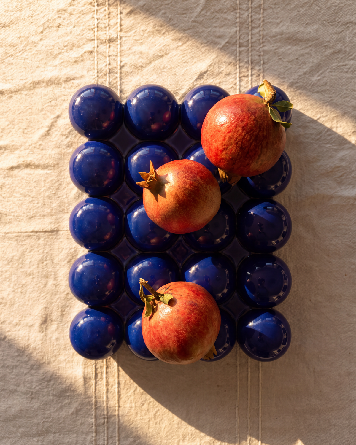 Still Life Fruit Bowl, Cobalt Blue